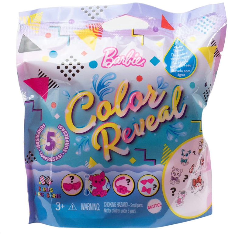 Barbie Color Reveal Doll Set - Paquete con Barbie Color Reveal Pets Plus  Barbie Pegatinas | Set de regalo Barbie