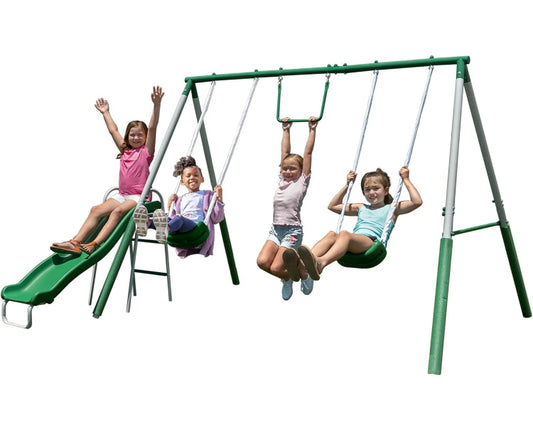 Metal Outdoor Kids Swing Set with Slide