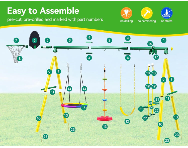 5-in-1 Kids Swing Set