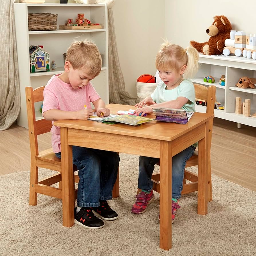 Melissa & Doug Wooden Table and Chairs Natural