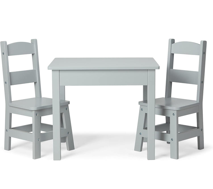 Melissa & Doug Wooden Table and Chairs Gray