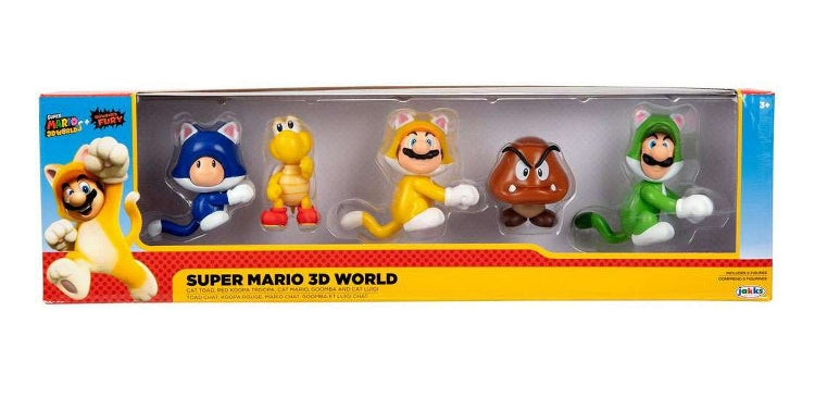 World of Nintendo Super Mario 3d World Mini Figure 5-Pack