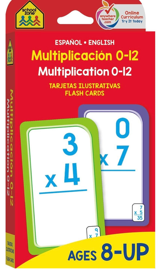 School Zone - Bilingual Multiplication 0-12 Flash Cards