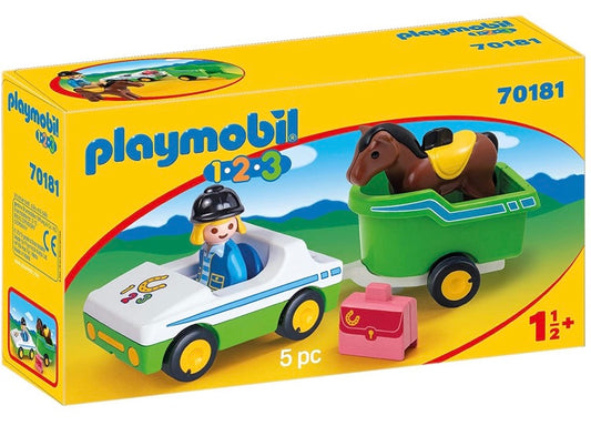 Playmobil 1.2.3 Car with Horse Trailer