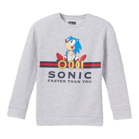 Sonic Crew Neck Pullover Sweatshirt Gray