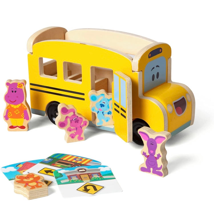 Melissa & Doug Blue's Clues & You! Wooden Pull-Back School Bus