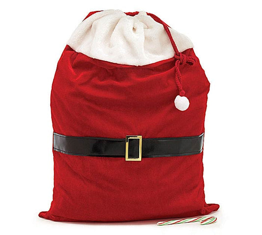 VELVETEEN SANTA DRAWSTRING GIFT BAG - El Mercado de Juguetes