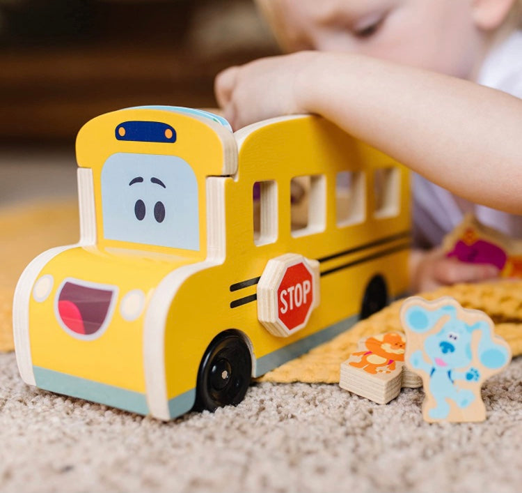 Melissa & Doug Blue's Clues & You! Wooden Pull-Back School Bus